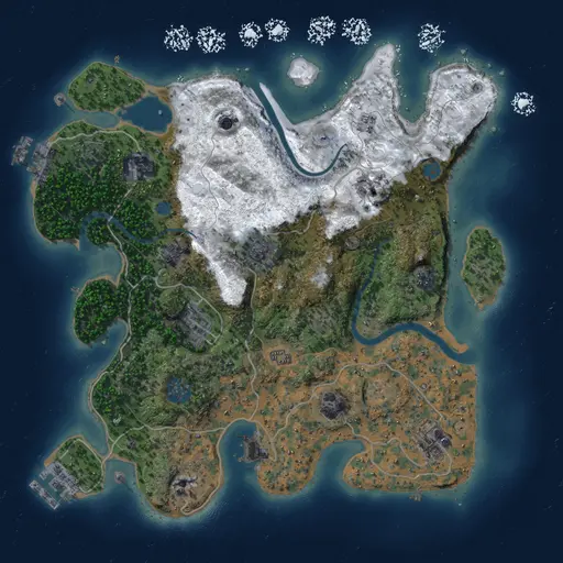 Thumbnail Rust Map: Procedural Map, Size: 3250, Seed: 1, 15 Monuments