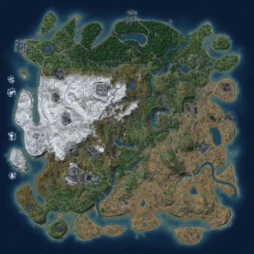 Thumbnail Rust Map: Procedural Map, Size: 4500, Seed: 1234567, 18 Monuments
