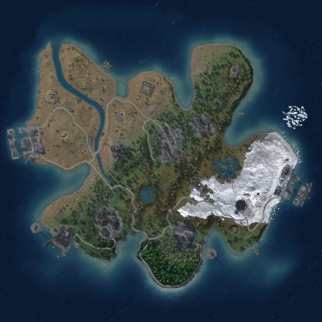 Rust Map: Procedural Map, Size: 2200, Seed: 289327303, 11 Monuments