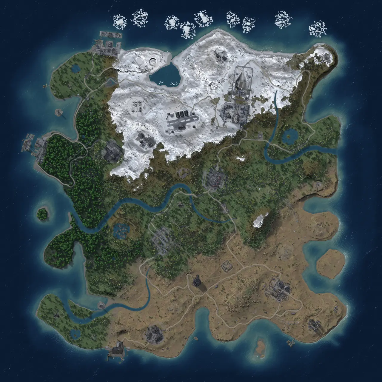 Rust Map: Procedural Map, Size: 3500, Seed: 1586544950, 16 Monuments