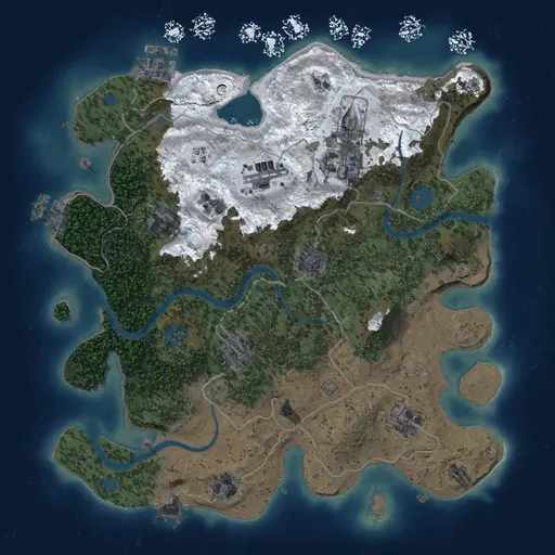 Thumbnail Rust Map: Procedural Map, Size: 3500, Seed: 1586544950, 16 Monuments