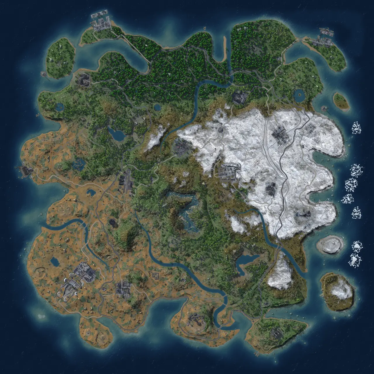 Rust Map: Procedural Map, Size: 4500, Seed: 35372, 18 Monuments