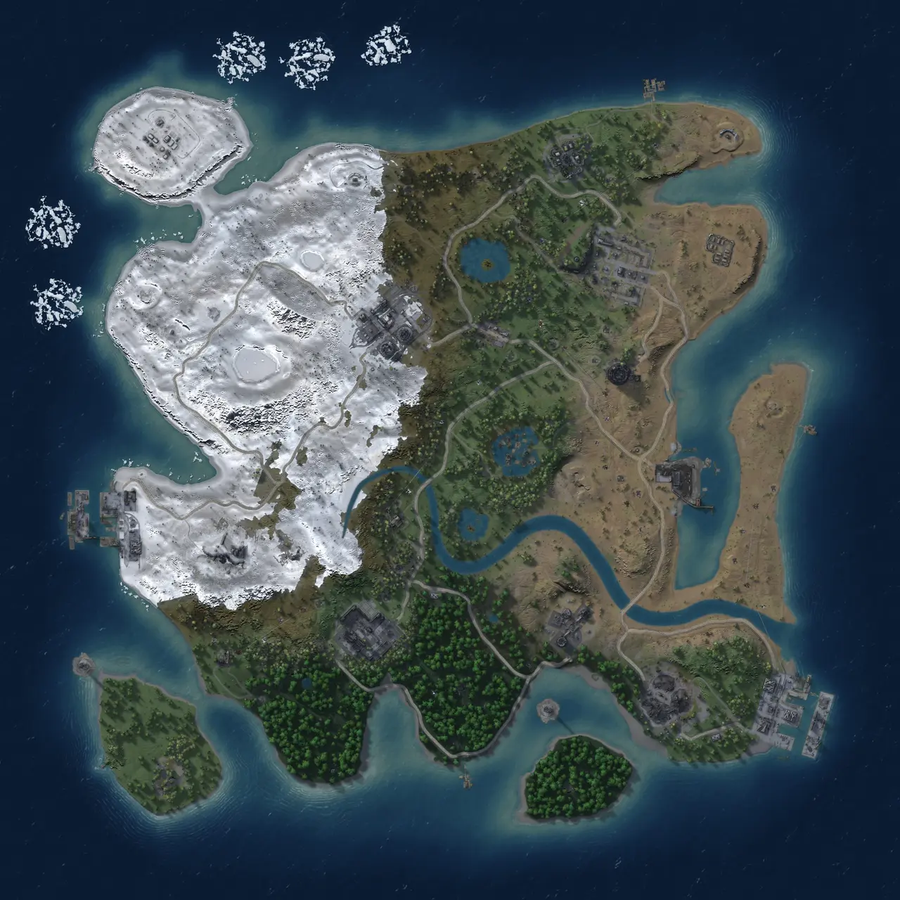 Rust Map: Procedural Map, Size: 2800, Seed: 1665445540, 13 Monuments