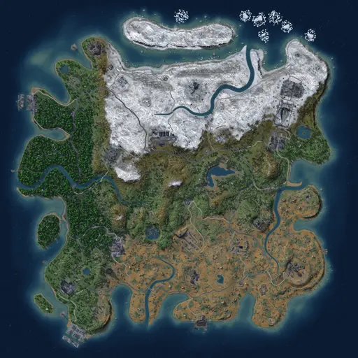 Thumbnail Rust Map: Procedural Map, Size: 4096, Seed: 1, 19 Monuments