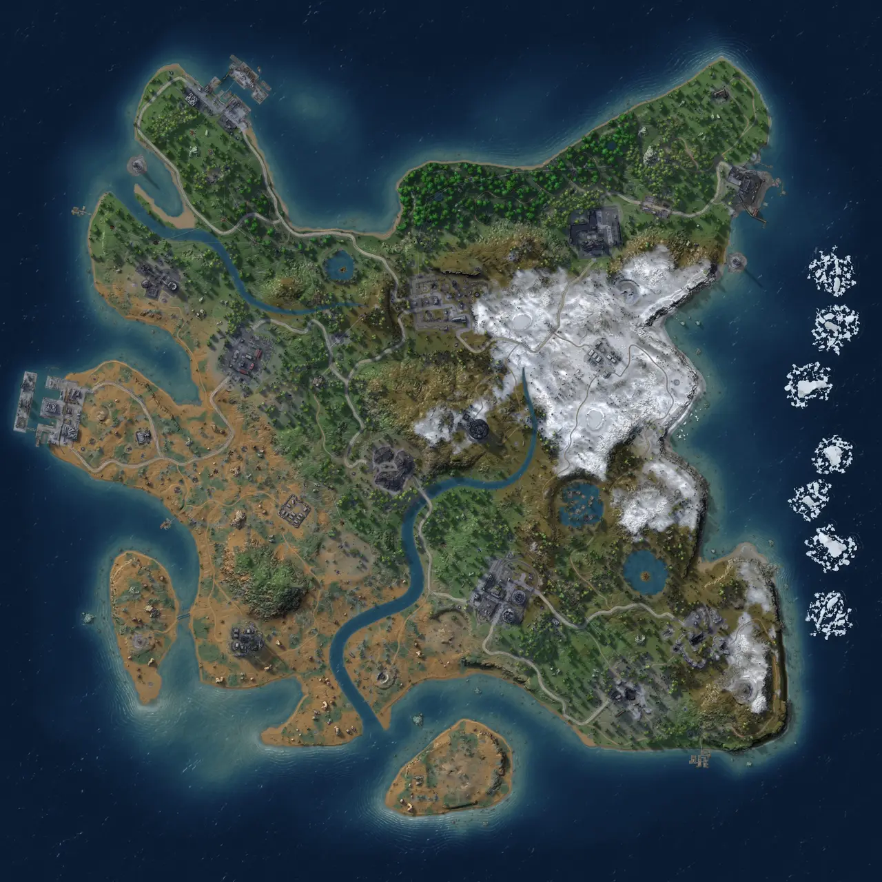 Rust Map: Procedural Map, Size: 3000, Seed: 438689668, 15 Monuments