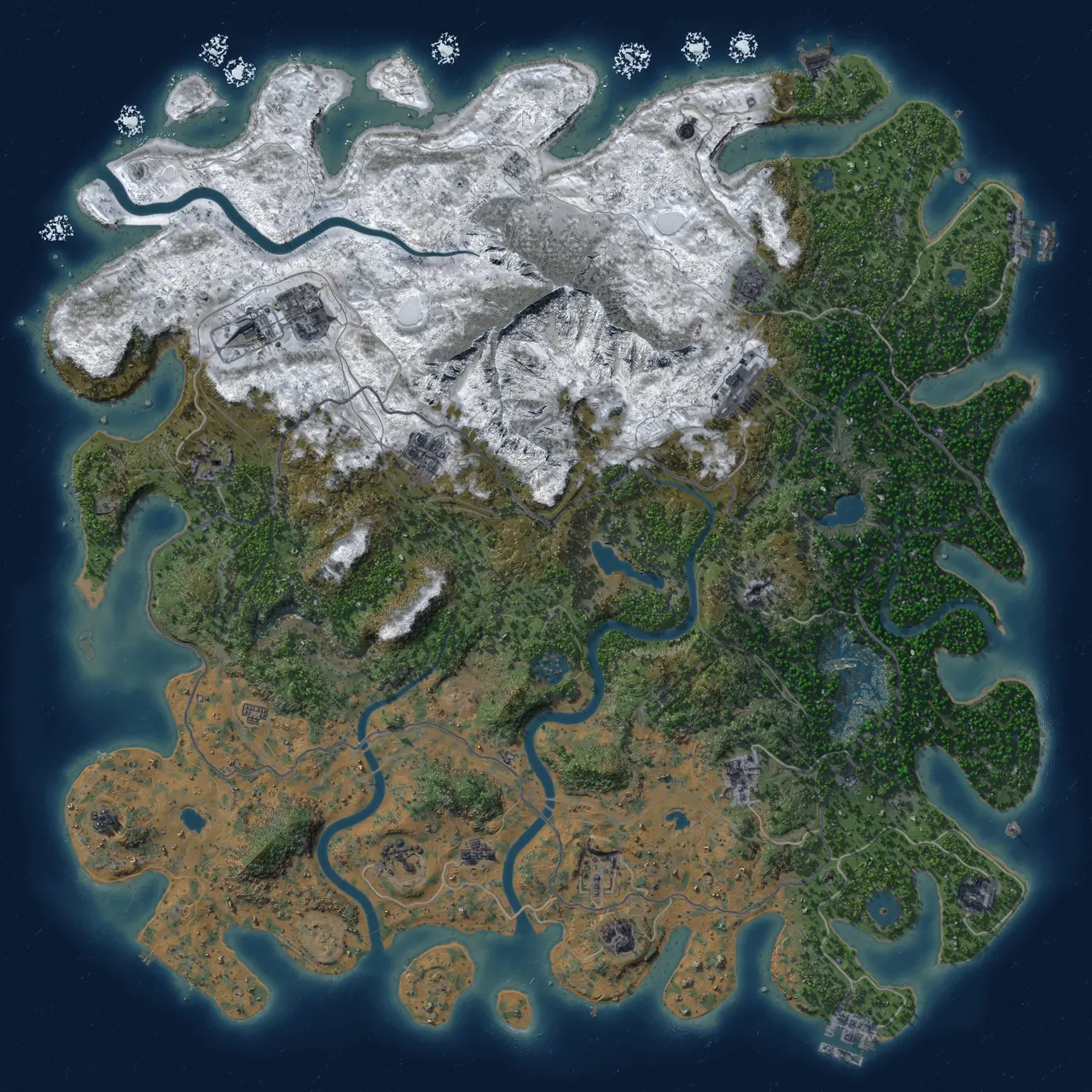 Rust Map: Procedural Map, Size: 5000, Seed: 1234, 19 Monuments