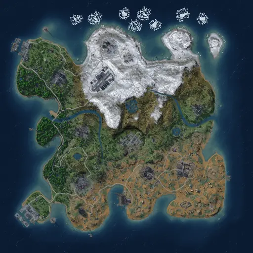 Thumbnail Rust Map: Procedural Map, Size: 3000, Seed: 1, 15 Monuments