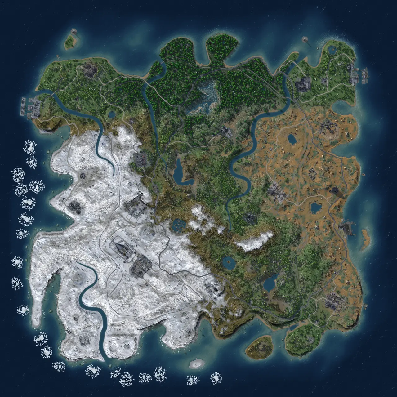 Rust Map: Procedural Map, Size: 4500, Seed: 1602, 18 Monuments