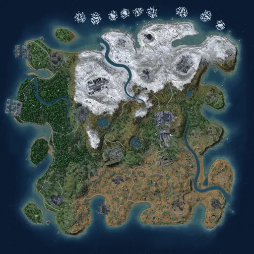 Thumbnail Rust Map: Procedural Map, Size: 3600, Seed: 1, 18 Monuments