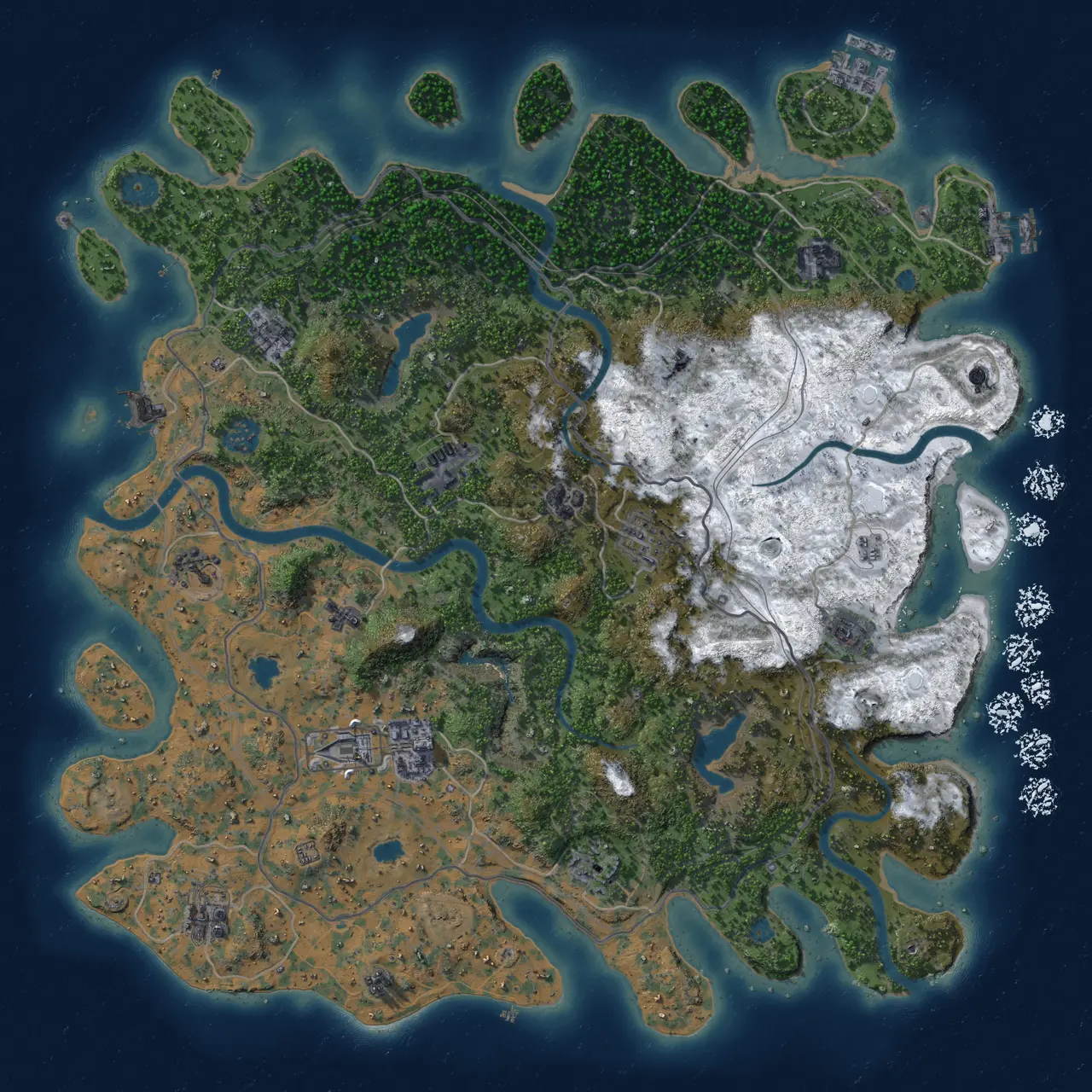 Rust Map: Procedural Map, Size: 4500, Seed: 2009818051, 19 Monuments
