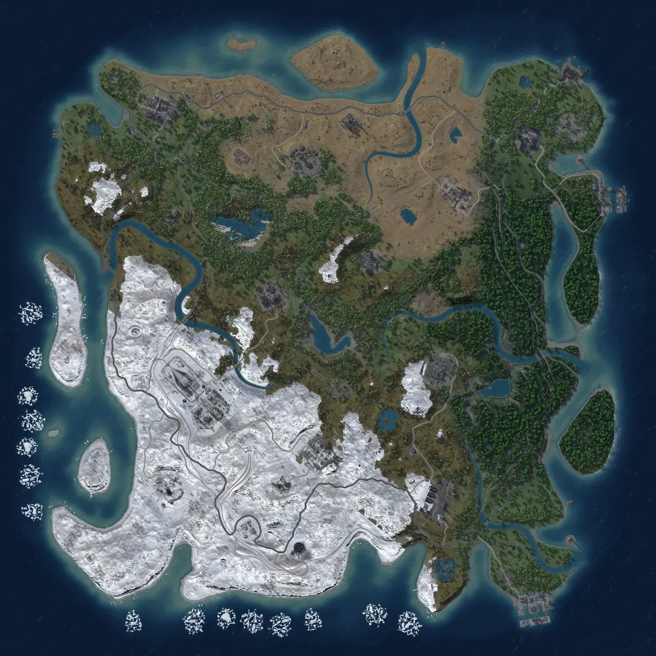 Rust Map: Procedural Map, Size: 4500, Seed: 1608818445, 19 Monuments
