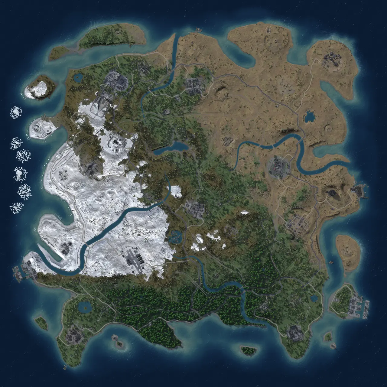 Rust Map: Procedural Map, Size: 4250, Seed: 924725150, 19 Monuments
