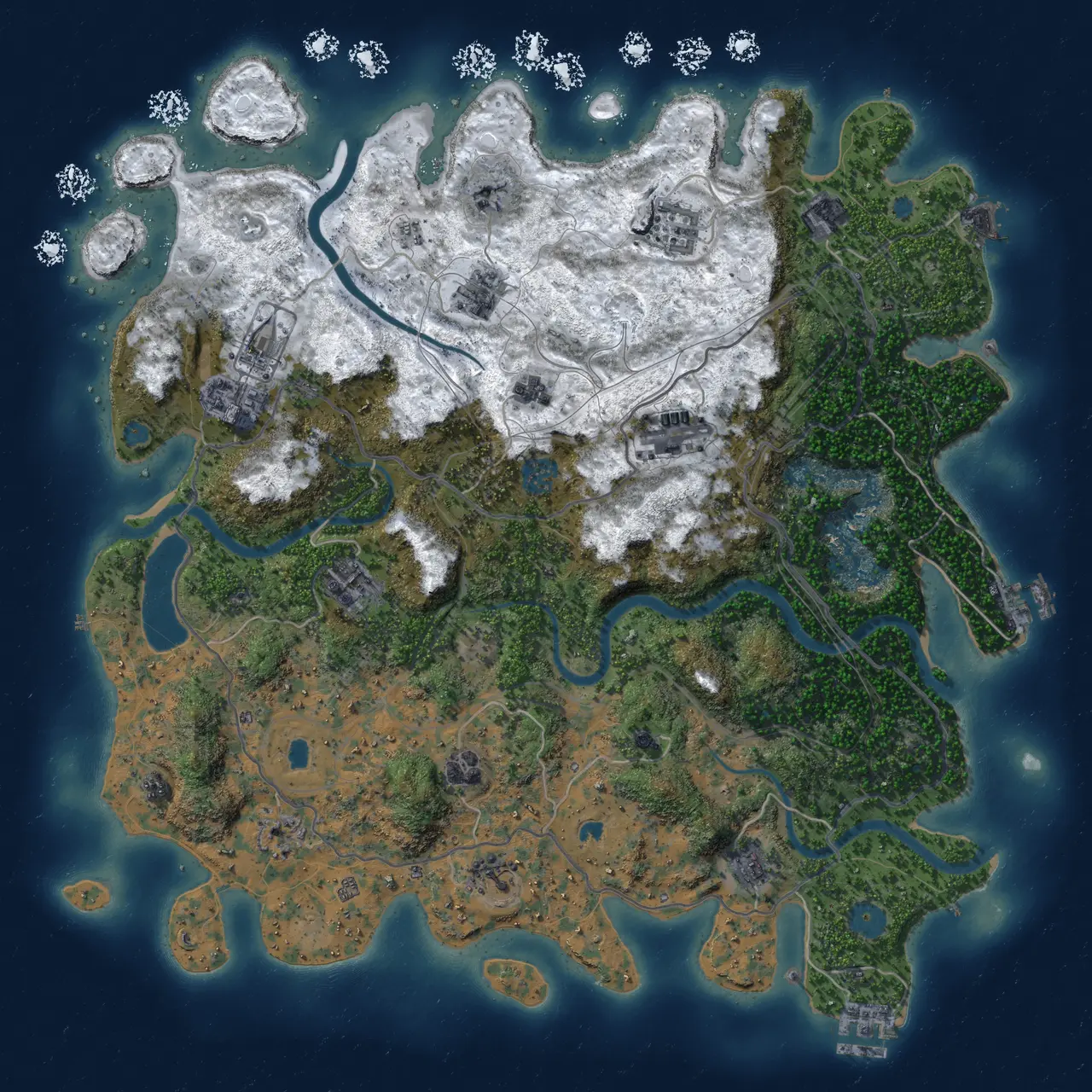 Rust Map: Procedural Map, Size: 4500, Seed: 227726, 19 Monuments