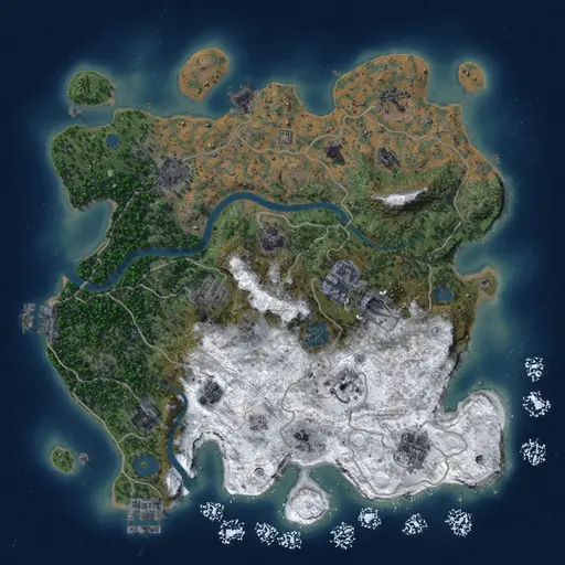 Thumbnail Rust Map: Procedural Map, Size: 3500, Seed: 50000, 17 Monuments
