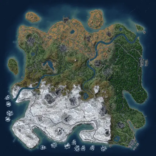 Thumbnail Rust Map: Procedural Map, Size: 4000, Seed: 2147483647, 18 Monuments