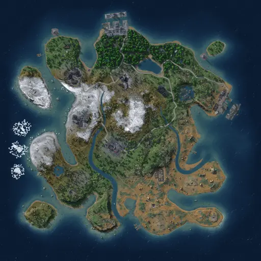 Thumbnail Rust Map: Procedural Map, Size: 2500, Seed: 1234567, 10 Monuments