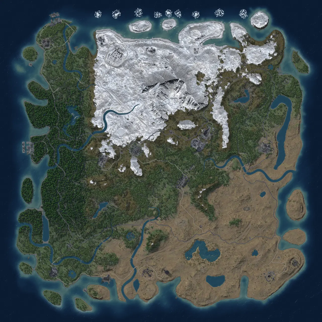 Rust Map: Procedural Map, Size: 6000, Seed: 4636, 19 Monuments