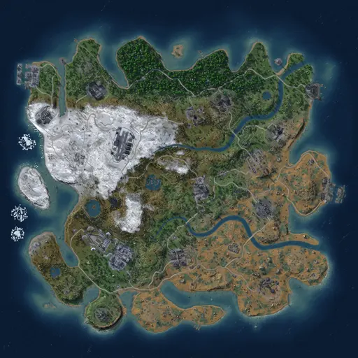 Thumbnail Rust Map: Procedural Map, Size: 3500, Seed: 1234567, 19 Monuments
