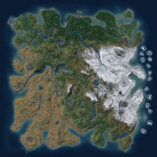 Thumbnail Rust Map: Procedural Map, Size: 4500, Seed: 100000, 19 Monuments