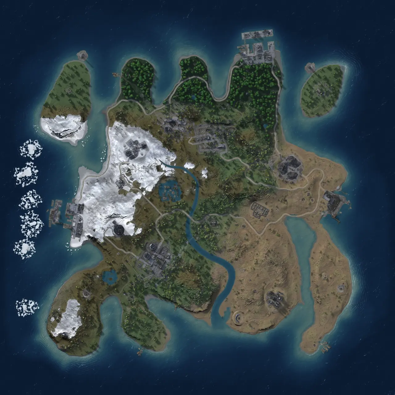 Rust Map: Procedural Map, Size: 2600, Seed: 16629888, 12 Monuments