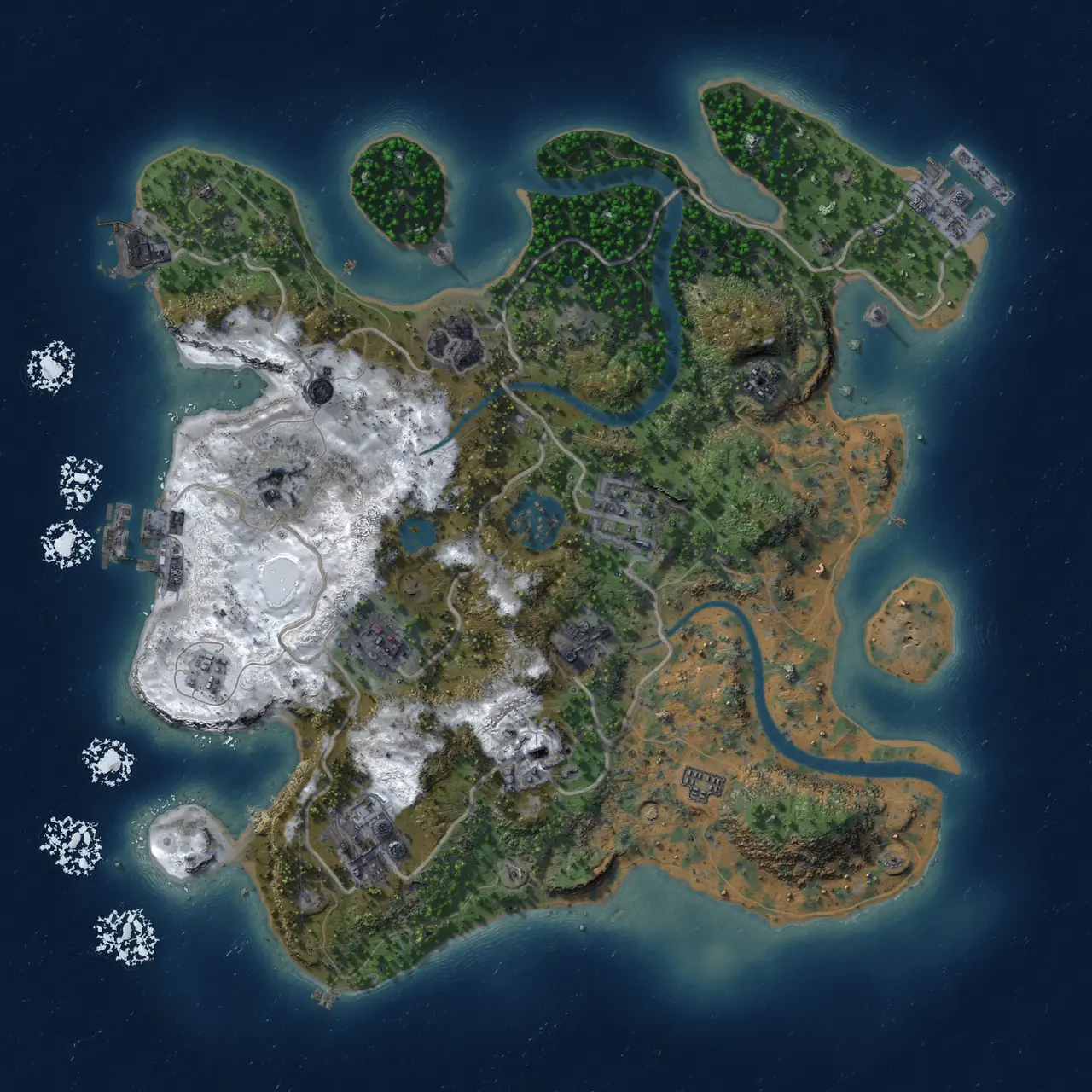 Rust Map: Procedural Map, Size: 3000, Seed: 352165132, 15 Monuments