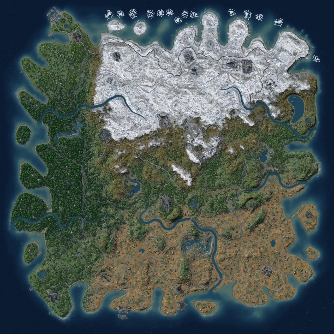 Rust Map: Procedural Map, Size: 6000, Seed: 1, 19 Monuments