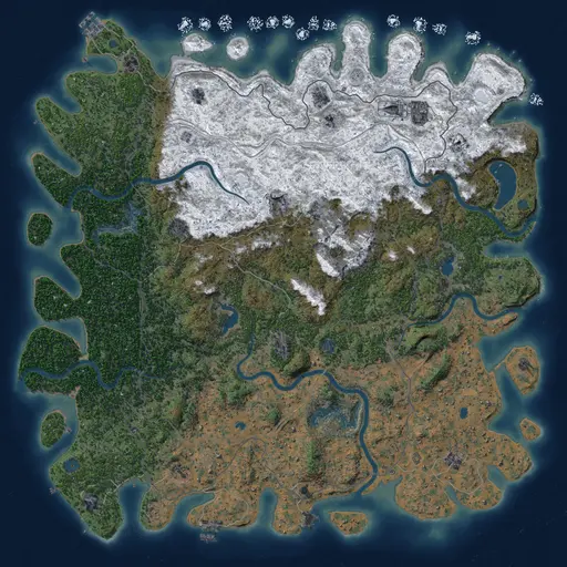 Thumbnail Rust Map: Procedural Map, Size: 6000, Seed: 1, 19 Monuments