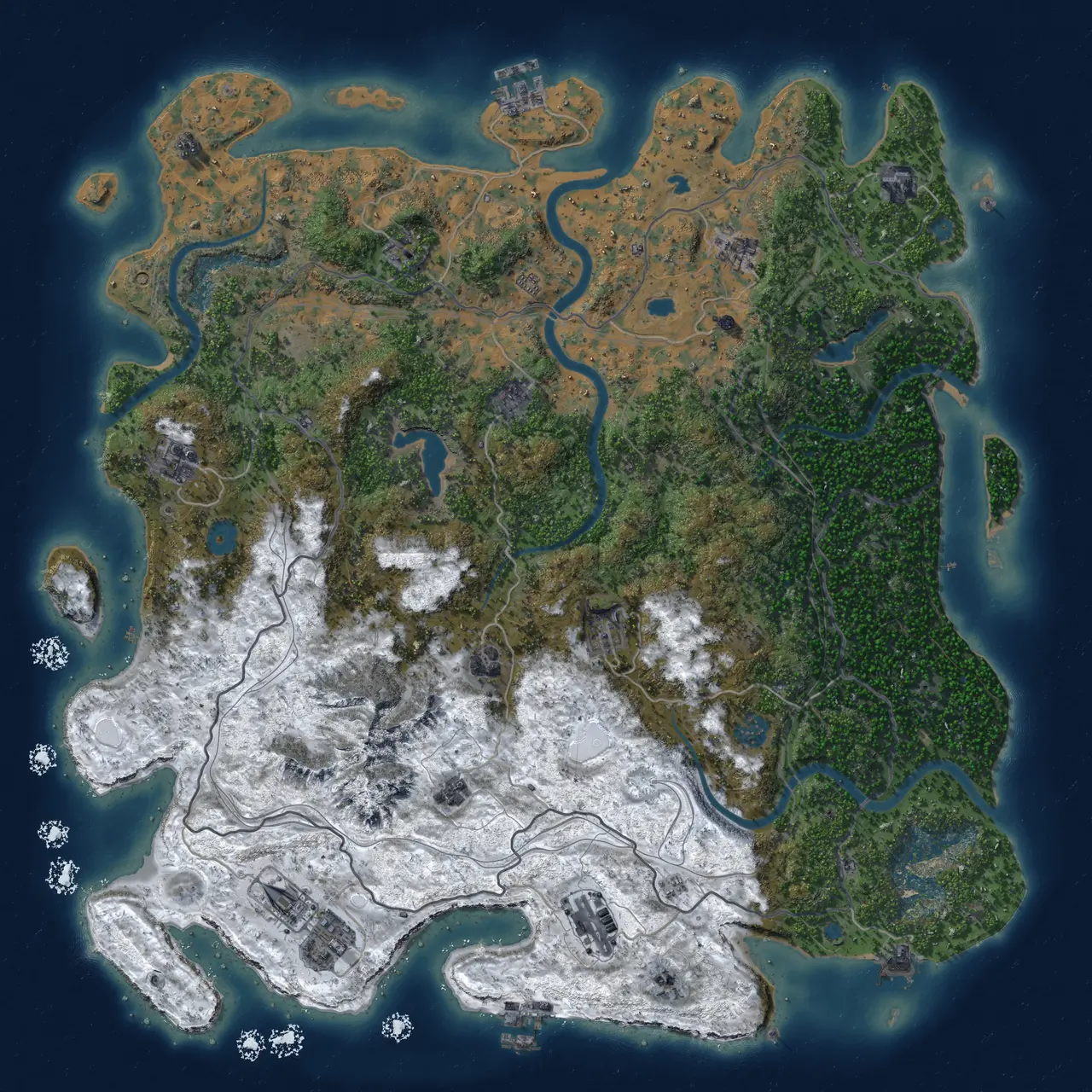 Rust Map: Procedural Map, Size: 5000, Seed: 2147483647, 18 Monuments