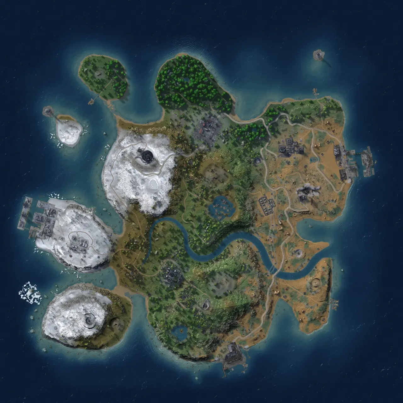 Rust Map: Procedural Map, Size: 2500, Seed: 12345, 11 Monuments