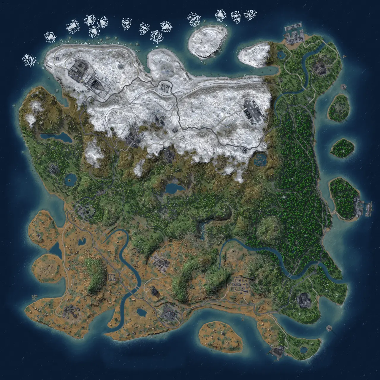Rust Map: Procedural Map, Size: 4500, Seed: 2021802775, 19 Monuments