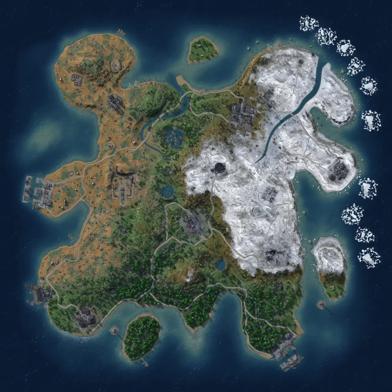 Rust Map: Procedural Map, Size: 3000, Seed: 41279, 14 Monuments
