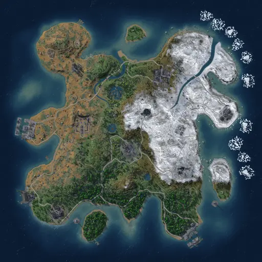 Thumbnail Rust Map: Procedural Map, Size: 3000, Seed: 41279, 14 Monuments
