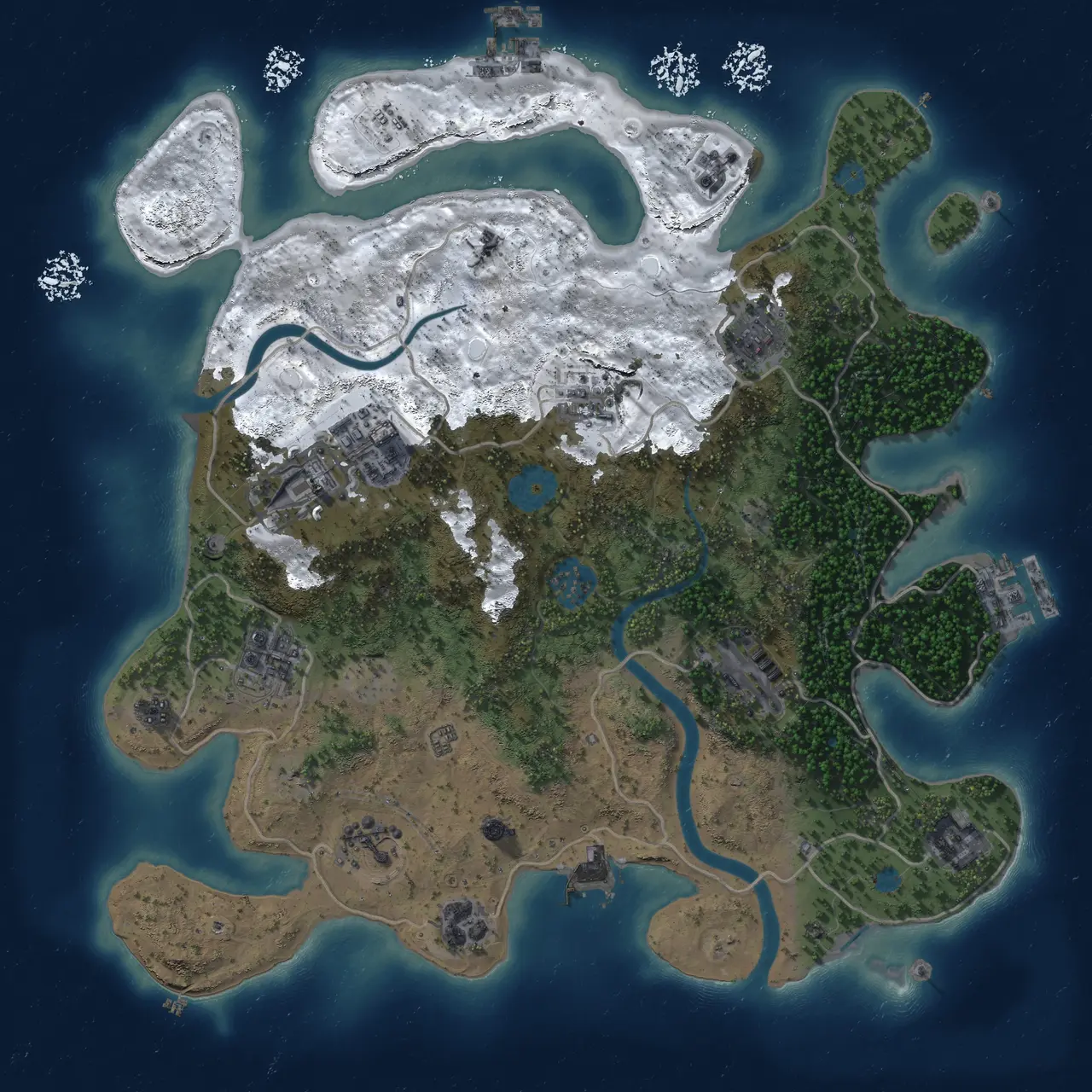 Rust Map: Procedural Map, Size: 3500, Seed: 169943774, 17 Monuments