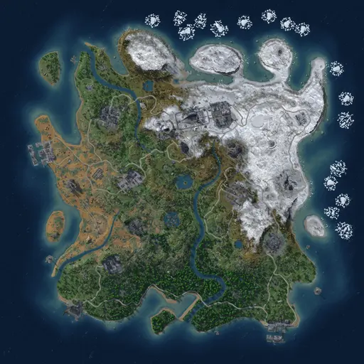 Thumbnail Rust Map: Procedural Map, Size: 3500, Seed: 6061996, 17 Monuments