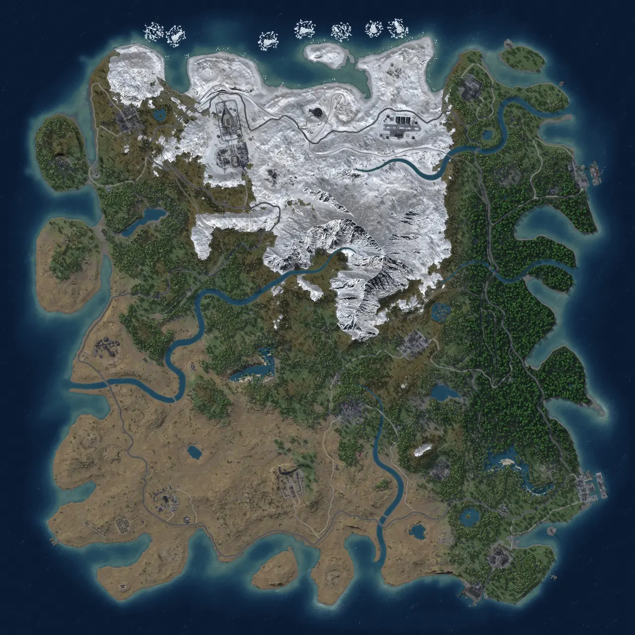 Rust Map: Procedural Map, Size: 5000, Seed: 588009278, 19 Monuments