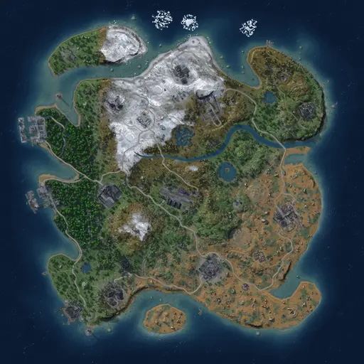 Thumbnail Rust Map: Procedural Map, Size: 3000, Seed: 1614537442, 15 Monuments