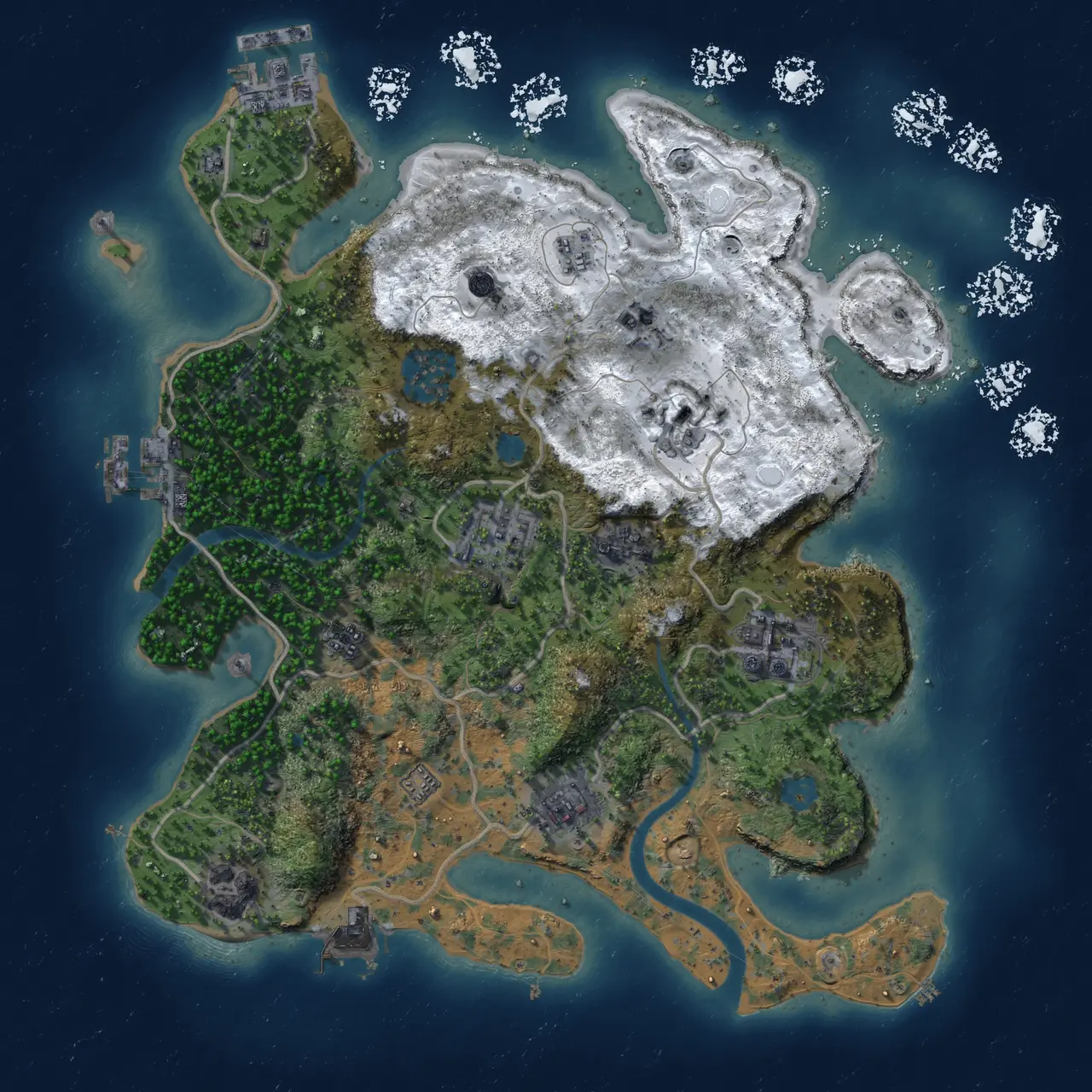 Rust Map: Procedural Map, Size: 3000, Seed: 906417687, 15 Monuments