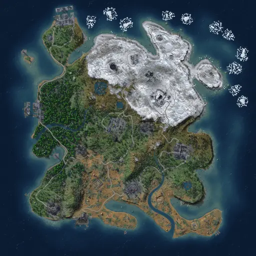 Thumbnail Rust Map: Procedural Map, Size: 3000, Seed: 906417687, 15 Monuments