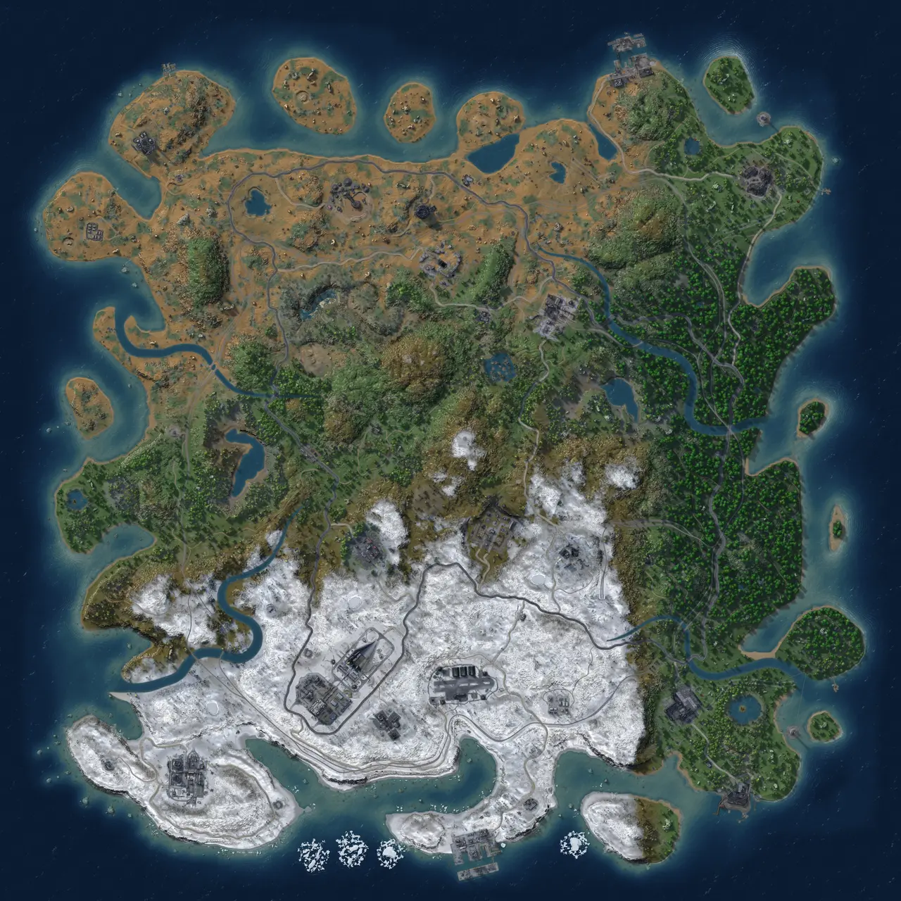Rust Map: Procedural Map, Size: 4500, Seed: 354320, 19 Monuments
