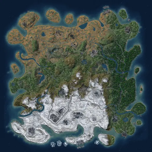 Thumbnail Rust Map: Procedural Map, Size: 4500, Seed: 354320, 19 Monuments