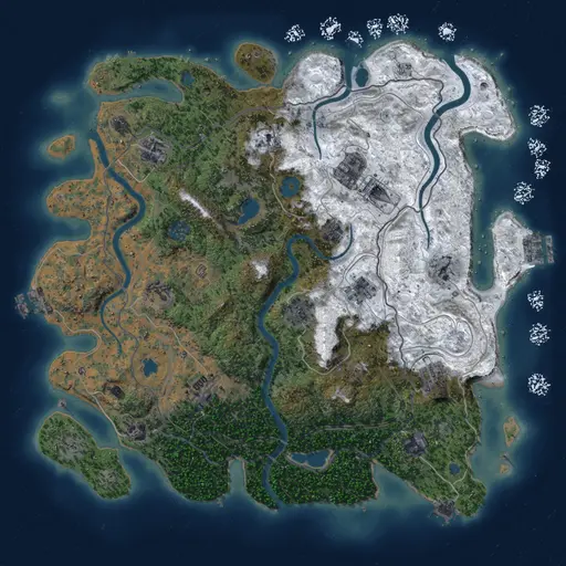 Thumbnail Rust Map: Procedural Map, Size: 4250, Seed: 1616798117, 19 Monuments
