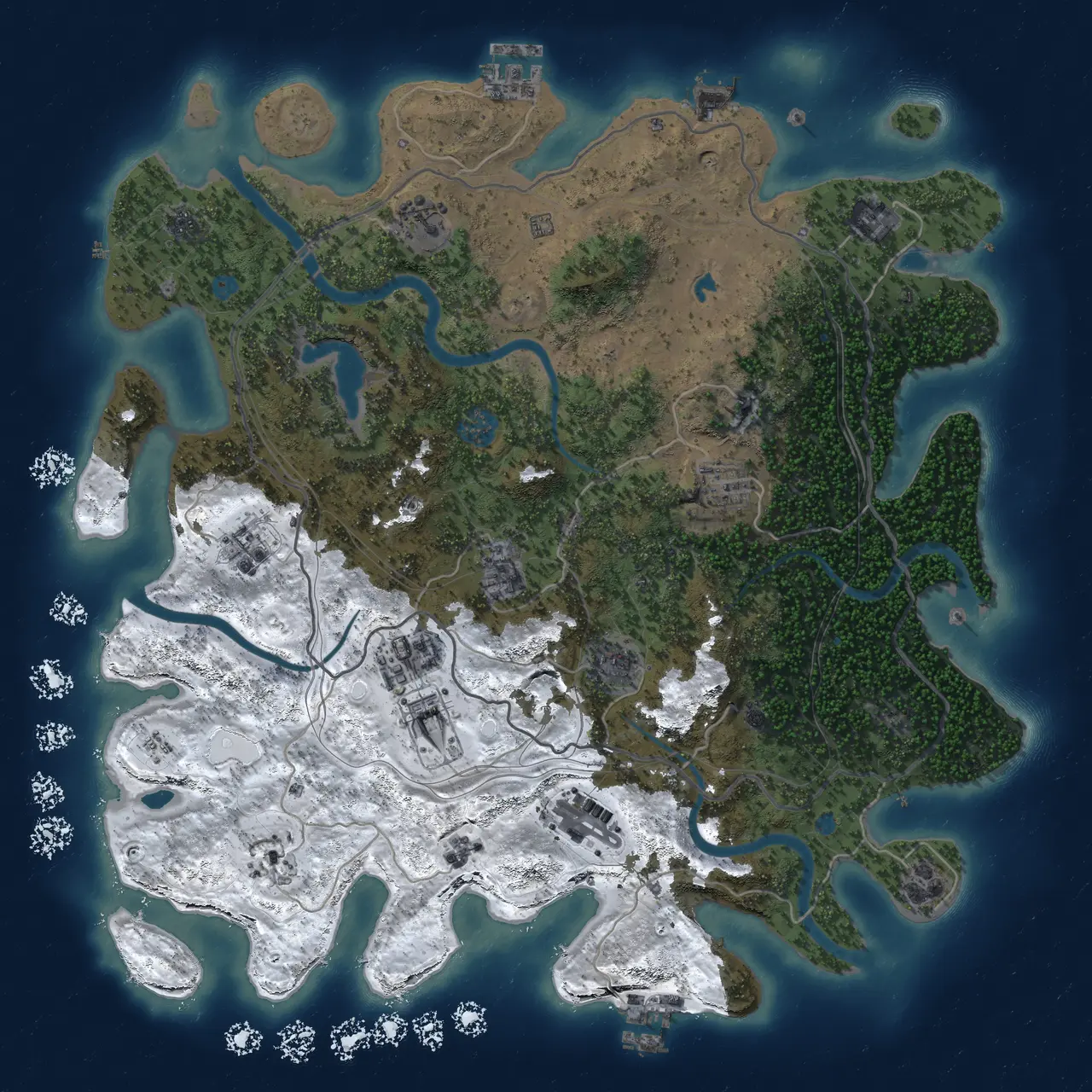 Rust Map: Procedural Map, Size: 4250, Seed: 618226138, 19 Monuments