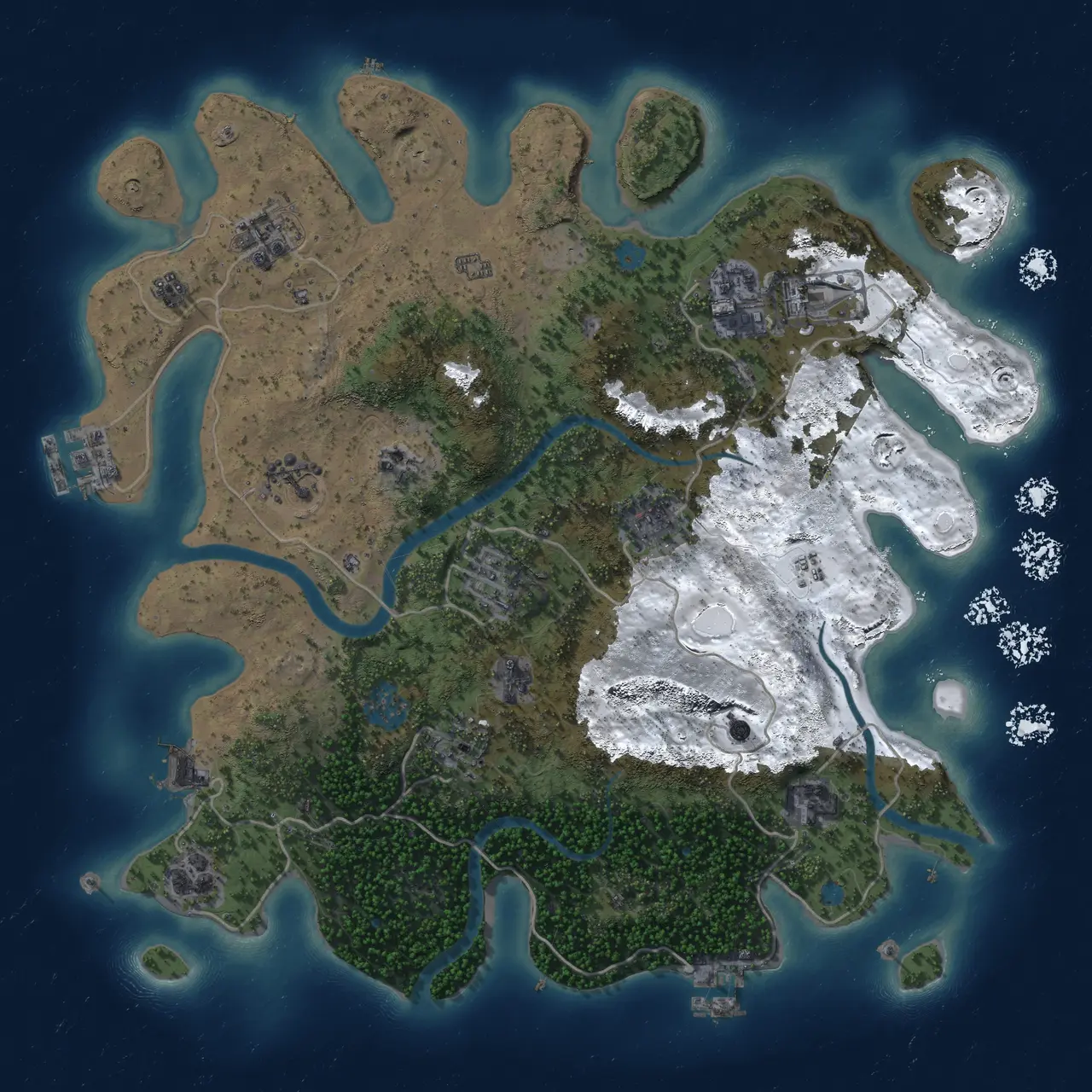 Rust Map: Procedural Map, Size: 3700, Seed: 20261023, 17 Monuments