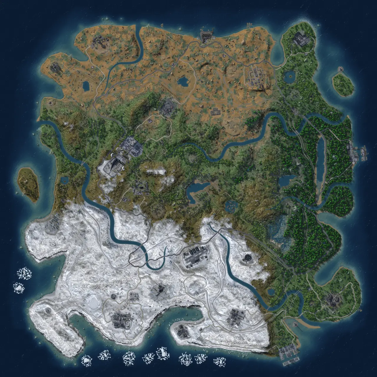 Rust Map: Procedural Map, Size: 4500, Seed: 2147483647, 19 Monuments