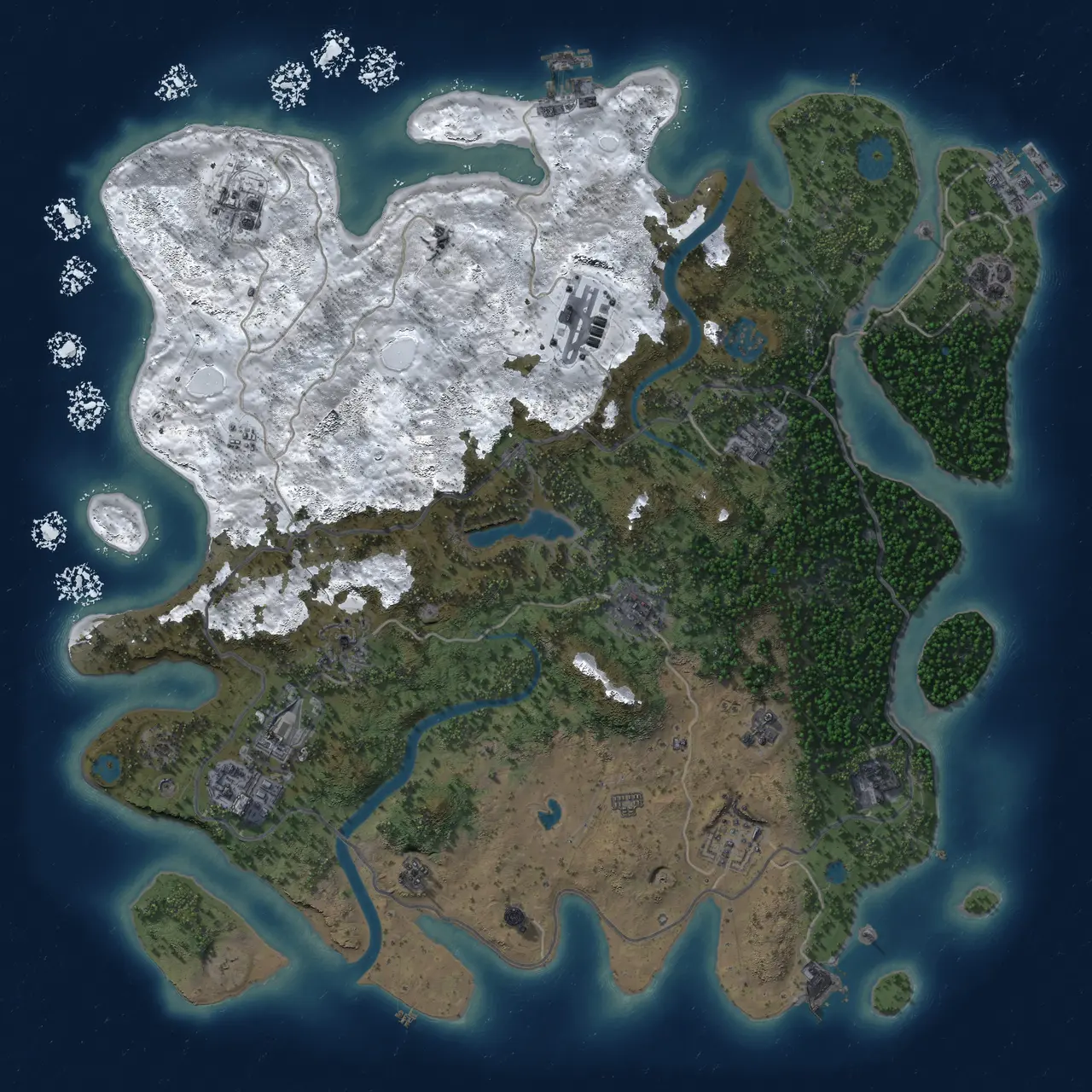 Rust Map: Procedural Map, Size: 4000, Seed: 9779491, 18 Monuments