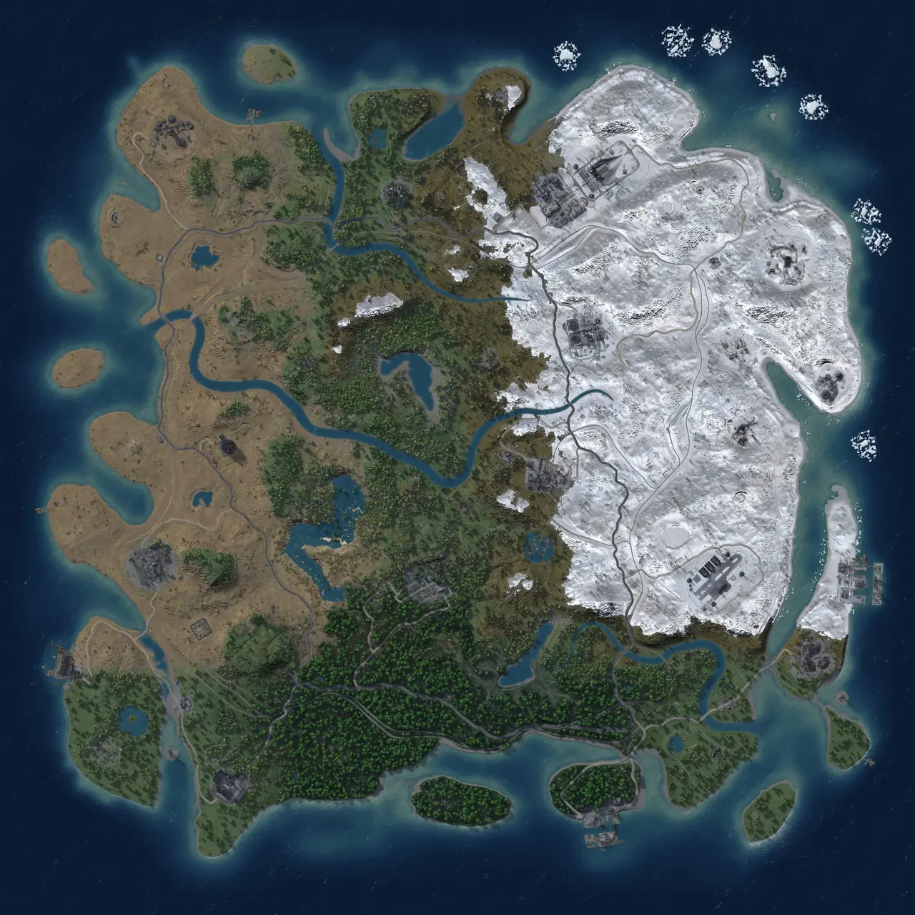 Rust Map: Procedural Map, Size: 4500, Seed: 416960969, 19 Monuments