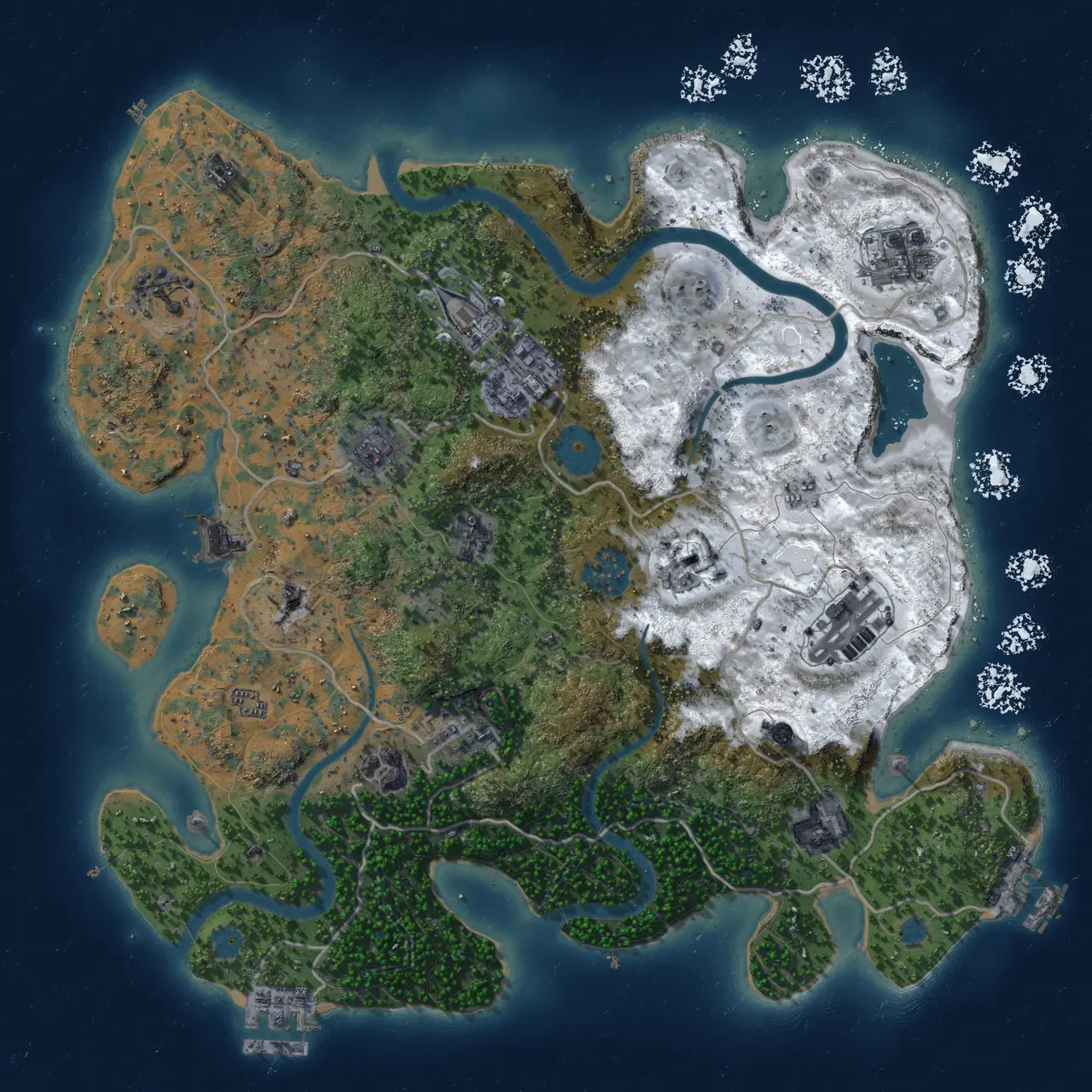 Rust Map: Procedural Map, Size: 3500, Seed: 44501, 18 Monuments