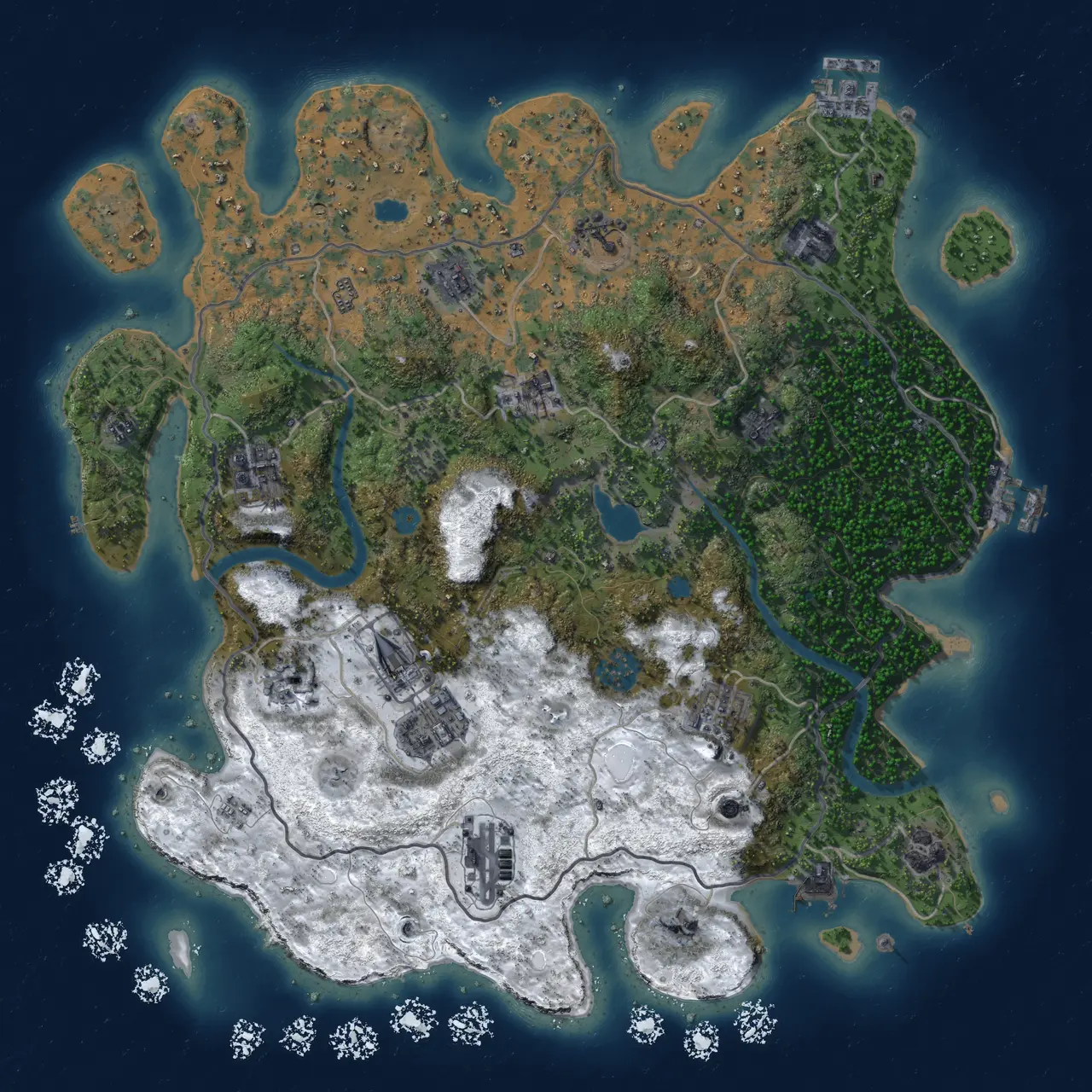 Rust Map: Procedural Map, Size: 4000, Seed: 6738, 19 Monuments