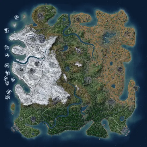 Thumbnail Rust Map: Procedural Map, Size: 4500, Seed: 877712140, 19 Monuments