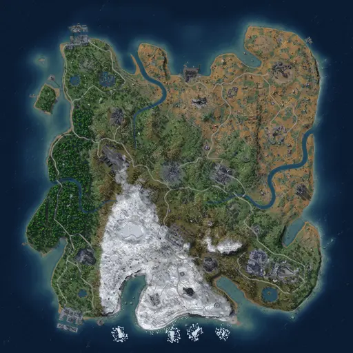 Thumbnail Rust Map: Procedural Map, Size: 3500, Seed: 578369846, 18 Monuments
